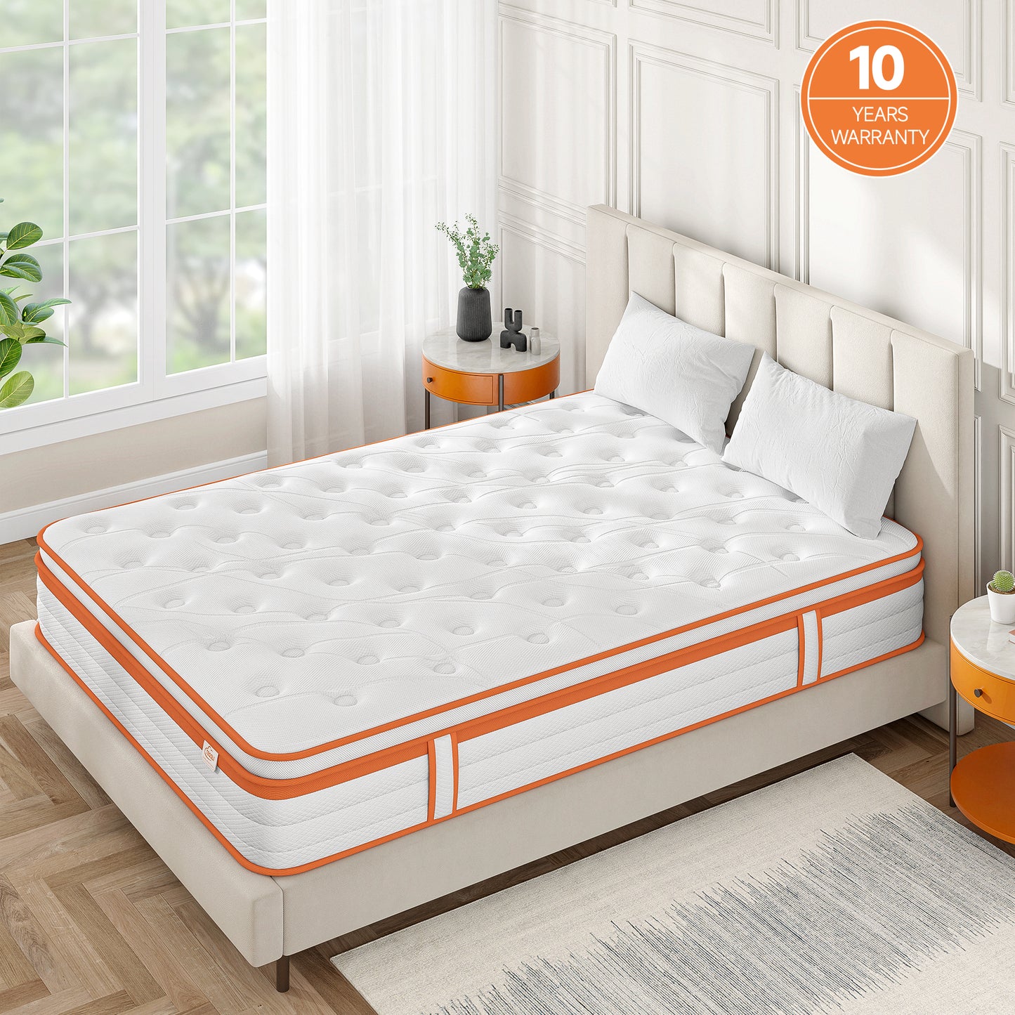 TeQsli King Size Mattress 5FT, 10 Inch Gel Memory Foam 7 Zone Orthopedic King Size Mattress Pocket Sprungs Wave Memory Foam Hybrid Mattress, Medium Firm 10-Year Support 150x200x25 cm