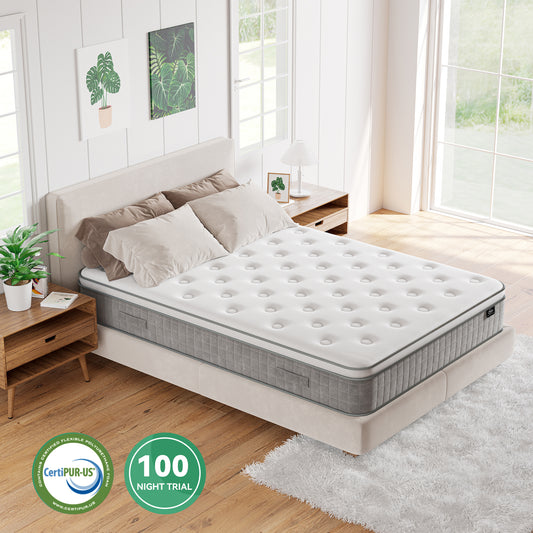 TeQsli 6FT Super King Mattress, 10Inch Gel Memory Foam Pocket Sprung Hybrid Mattress Orthopaedic for Pressure Relief - Medium Firm Mattress-in-Box 180x200x25cm