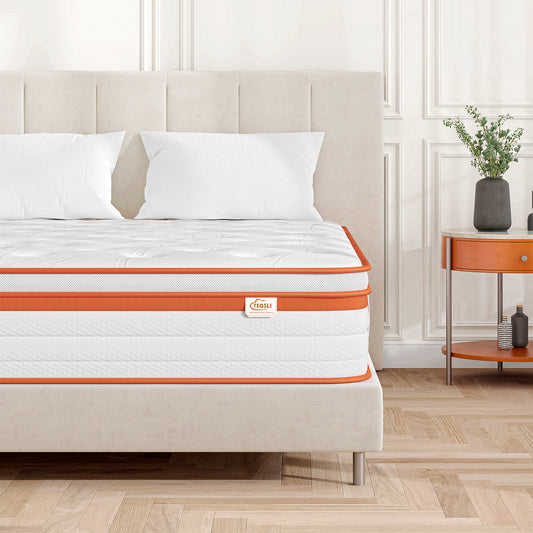 TeQsli Single Mattress 3FT, 10 Inch Gel Memory Foam 7 Zone Orthopedic Single Mattress Pocket Sprungs Wave Foam Hybrid Mattress, Medium Firm Motion Isolation Mattress 90x190x25 cm