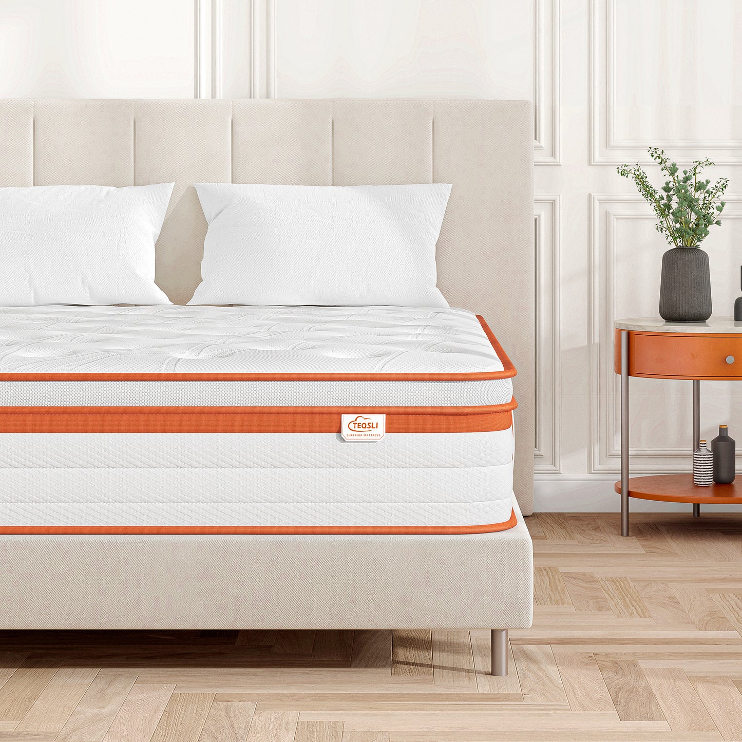 TeQsli King Size Mattress 5FT, 10 Inch Gel Memory Foam 7 Zone Orthopedic King Size Mattress Pocket Sprungs Wave Memory Foam Hybrid Mattress, Medium Firm 10-Year Support 150x200x25 cm
