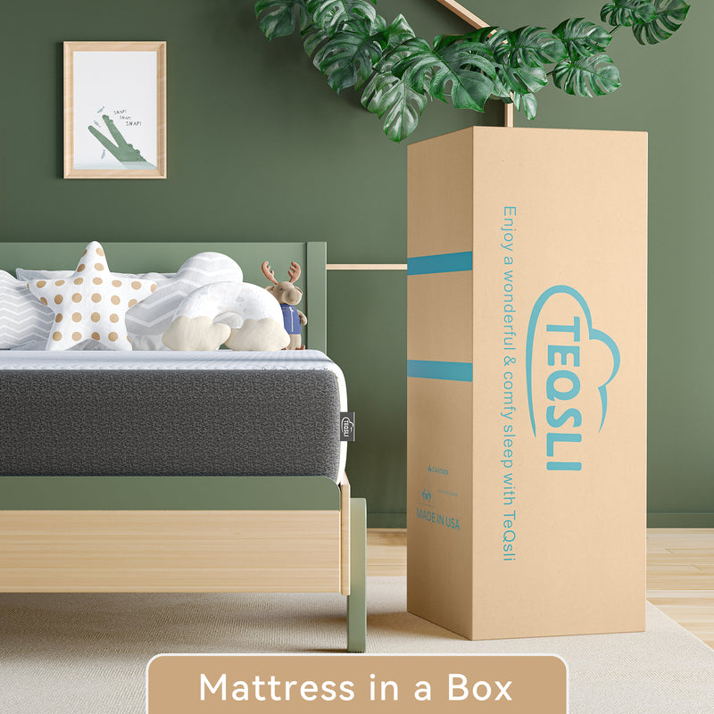TeQsli Twin-Full-Queen Mattress, 6 Inch Cool Gel Memory Foam Mattress with Breathable Cover for Kids and Adults, Medium Firm Twin Bed Mattress in a Box for Bunk Bed, Trundle Bed, CertiPUR-US Certified