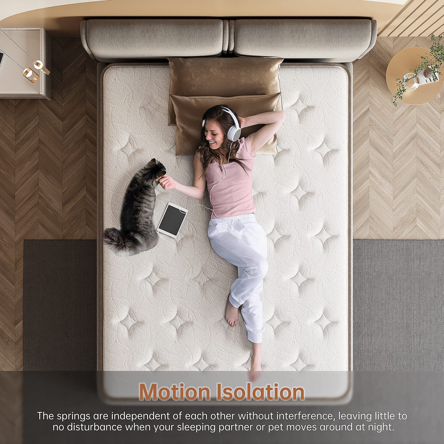 TEQSLI Mattress, Sleep Cooler Eggshell Memory Foam and 7 Zone Pocket Innerspring Hybrid Mattress in a Box, Medium Firm Mattress, 100-Night Trial