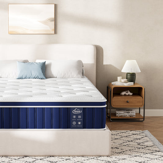 TeQsli Small Double Mattress, Gel Memory Foam Pocket Sprung Orthopedic Mattress Edge Support & Motion Isolation Spring Hybrid Small Double Mattresses Medium Firm Feel 120x190x27 cm