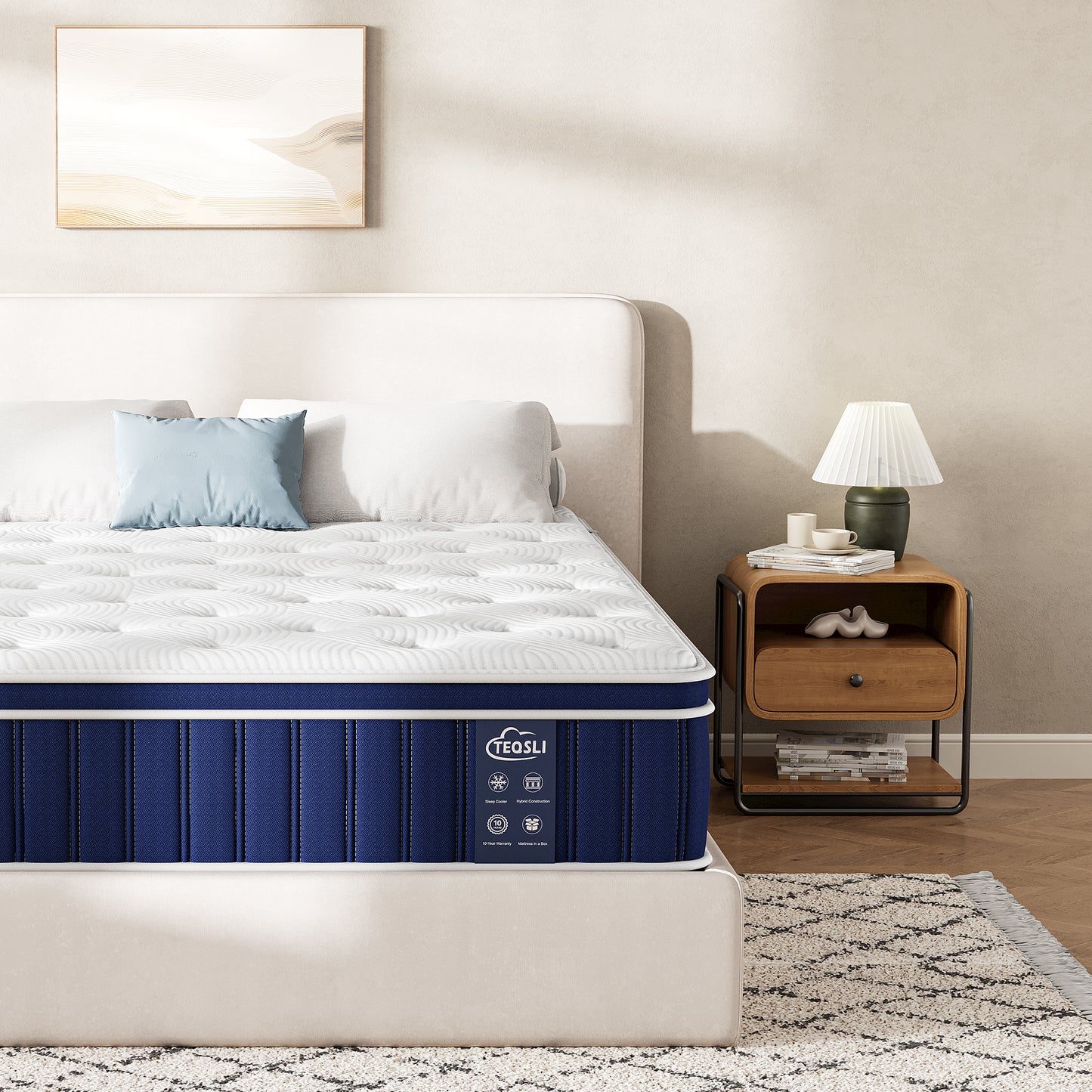 TeQsli Double Mattress, Gel Memory Foam Pocket Sprung Orthopedic Mattress Edge Support & Motion Isolation Spring Hybrid Double  Mattresses - Medium Firm Feel 135x190x27 cm