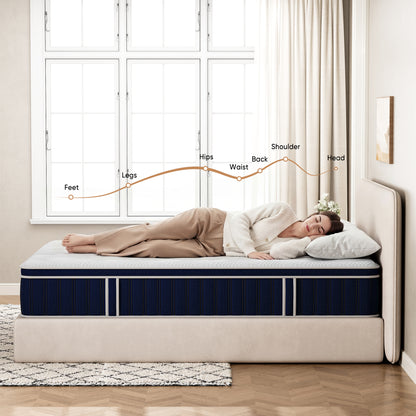 TeQsli Small Double Mattress, Gel Memory Foam Pocket Sprung Orthopedic Mattress Edge Support & Motion Isolation Spring Hybrid Small Double Mattresses Medium Firm Feel 120x190x27 cm