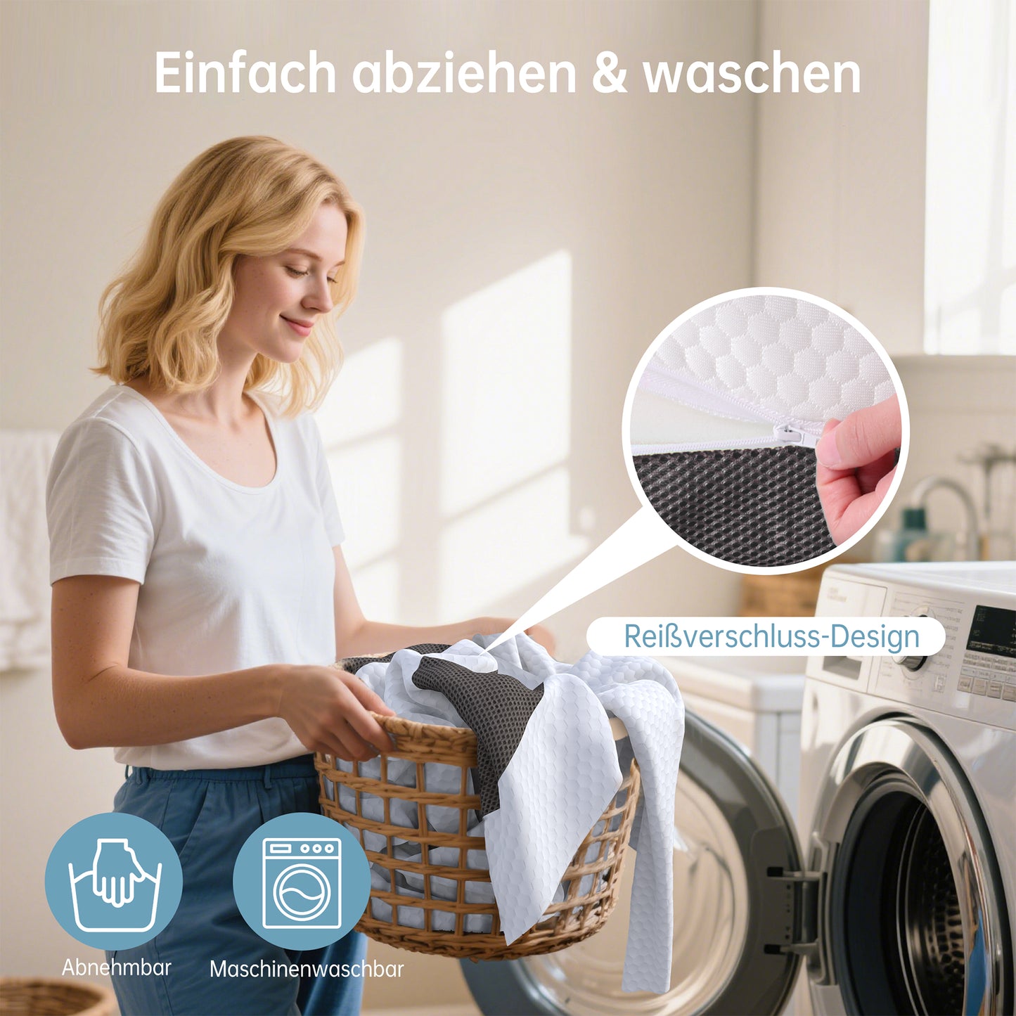 TeQsli Gel Klappmatratze 15 cm Höhe, Gästematratze, 4-teilige Faltmatratze & 3-in-1 Schlafsofa mit waschbarem und abnehmbarem Bezug, Öko-Tex & CertiPUR Zertifiziert (140x200x15cm)
