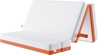 TeQsli Folding Mattress, 15cm Double Foldable Mattress, Memory Foam with Removable Washable Cover, for Guest Sofa Bed, Camping, Travel (135x190x15cm)