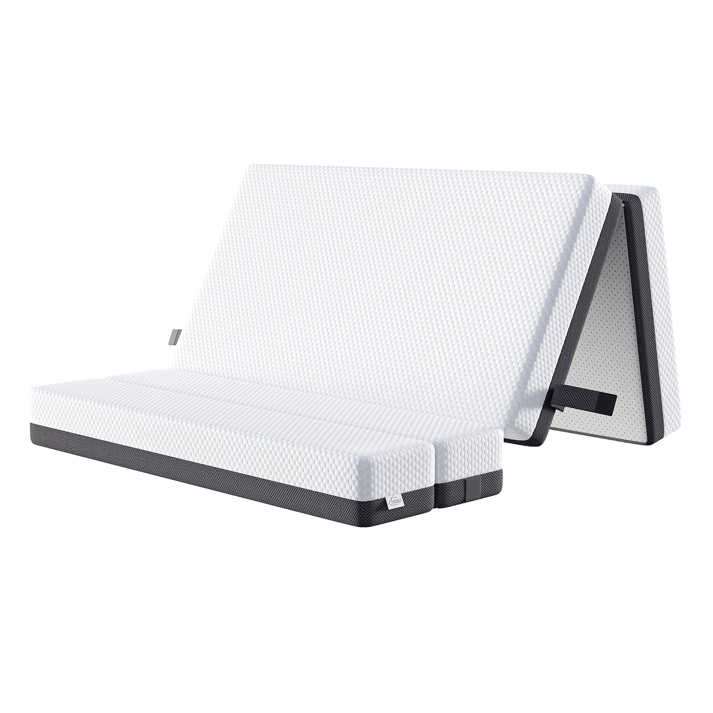 TeQsli Gel Klappmatratze 15 cm Höhe, Gästematratze, 4-teilige Faltmatratze & 3-in-1 Schlafsofa mit waschbarem und abnehmbarem Bezug, Öko-Tex & CertiPUR Zertifiziert (75x200x15cm)