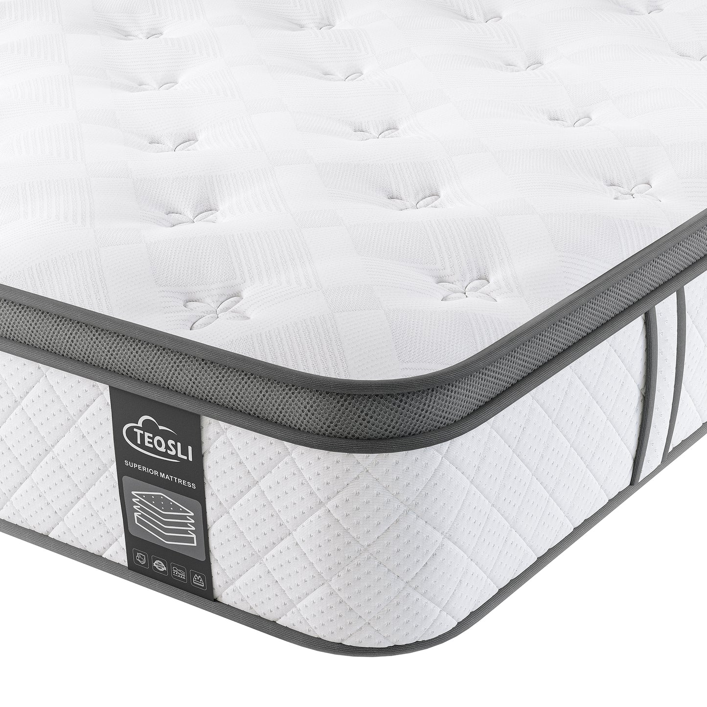 TeQsli 6FT Super King Mattress 10 Inch Gel Memory Foam Pocket Sprung Hybrid Mattress Medium Firm Orthopedic - Edge Support & OEKO-TEX Certified in a Box 180x200x25cm