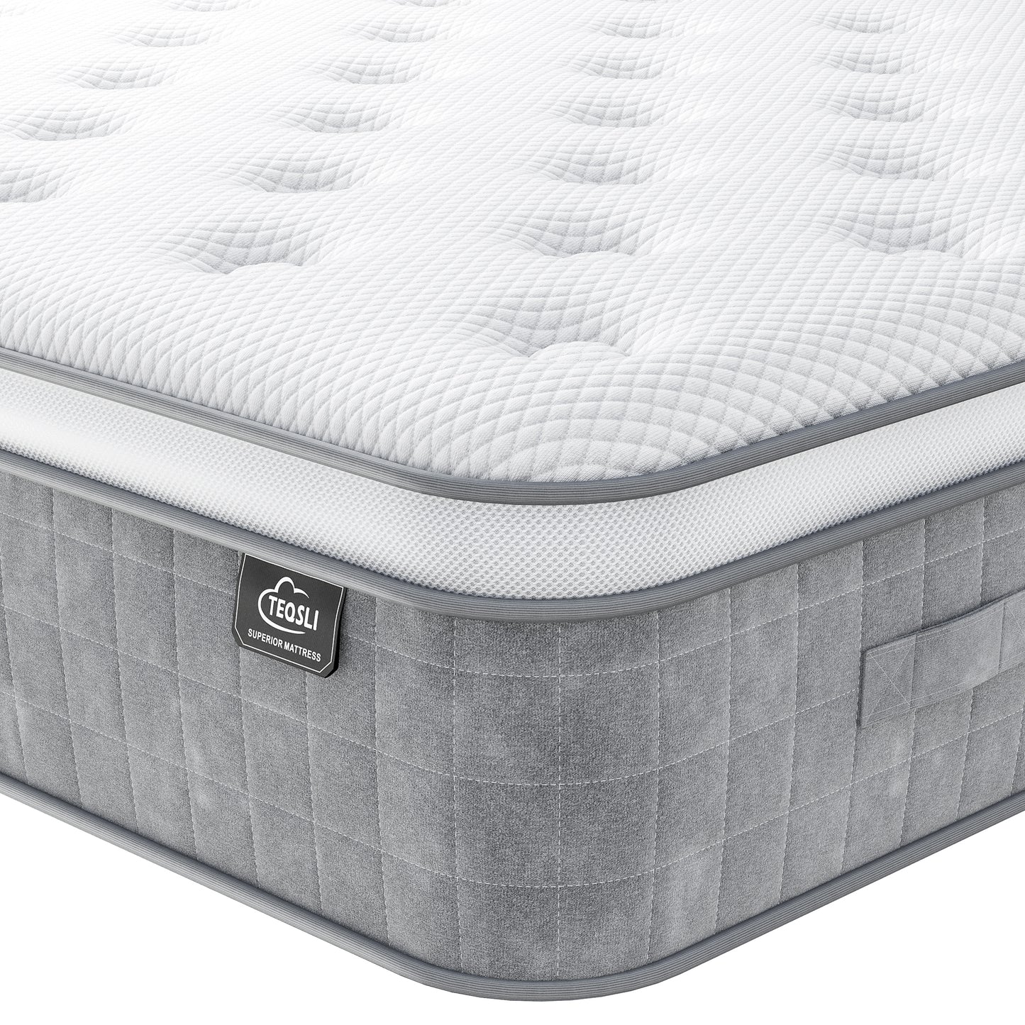 TeQsli 10 Inch 7-Zone Orthopaedic Double Mattress, 4FT6 Gel Memory Foam & Pocket Sprung Hybrid Double Mattress for Pressure & Back Pain Relief – Medium Firm – Edge Support – 135x190x25cm