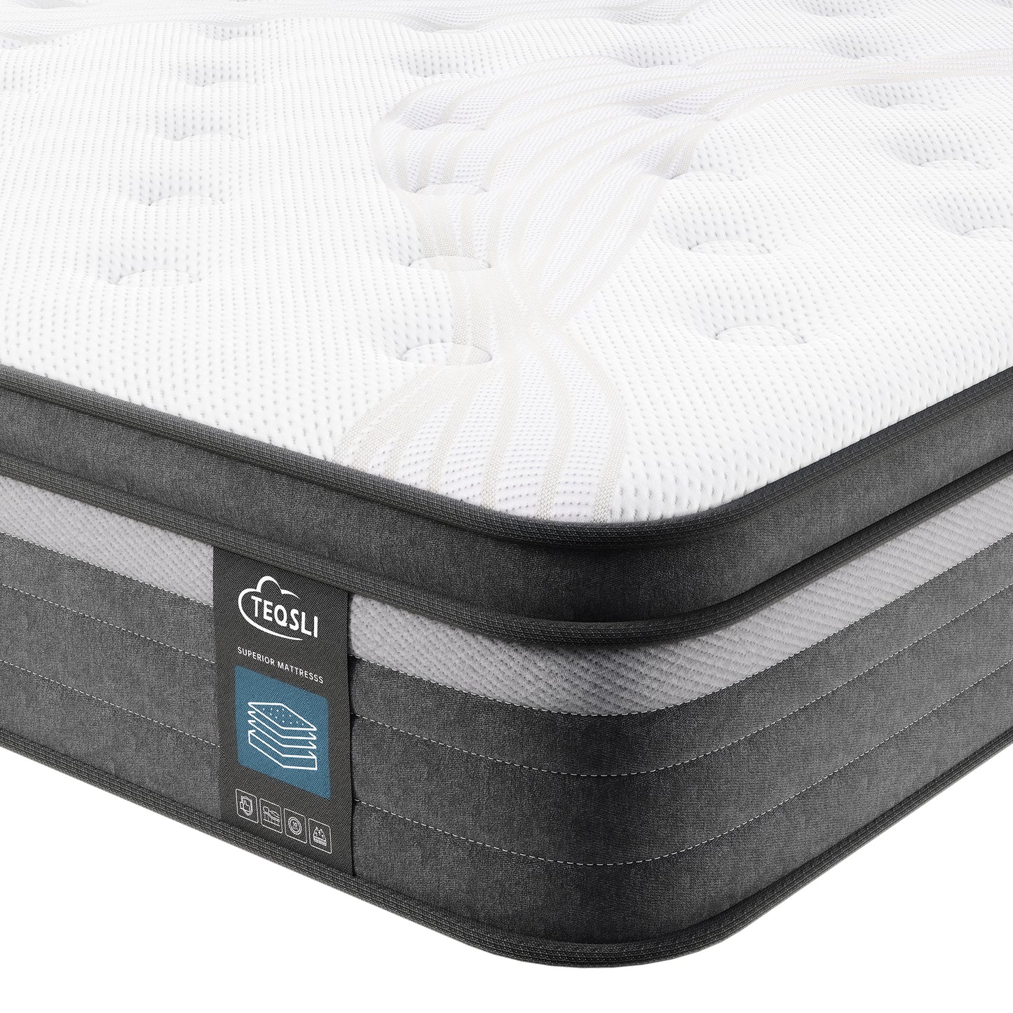TeQsli Double Mattress, 10.6 Inch Cool Memory Foam Individually Pocket Sprung Mattress for Pressure & Back Pain Relief, 9-Zone Targeted Support Hybrid Mattress in a Box-135x190x27cm