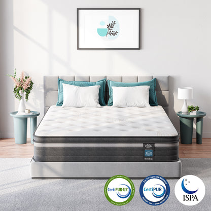 TeQsli Double Mattress, 10.6 Inch Cool Memory Foam Individually Pocket Sprung Mattress for Pressure & Back Pain Relief, 9-Zone Targeted Support Hybrid Mattress in a Box-135x190x27cm