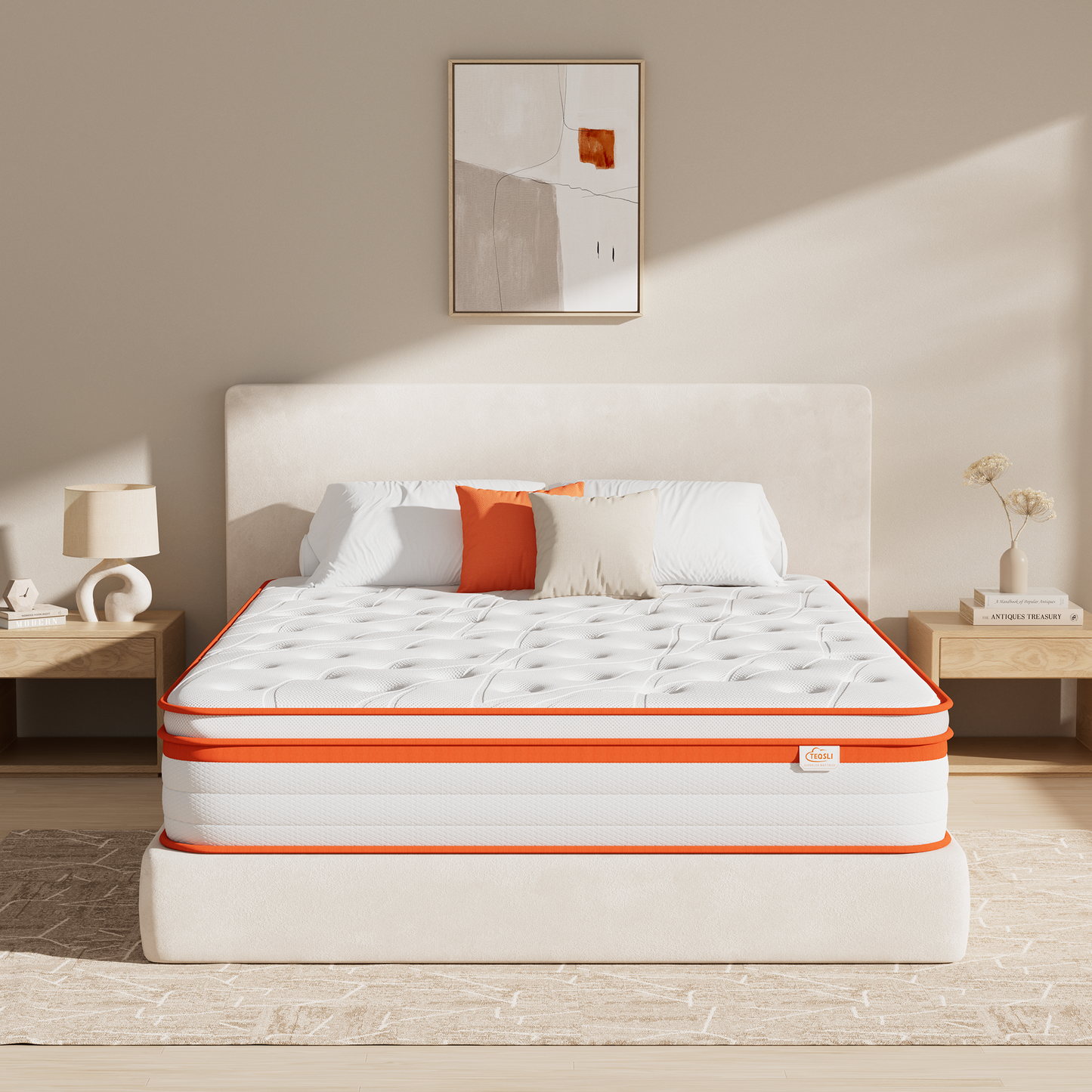 TeQsli 9-Zonen Matratze 90x200 cm H3 mittelfest 25cm Höhe, Ergonomische Taschenfederkernmatratze mit Gel Memory Schaum, Rücken- & Druckentlastung, Atmungsaktiver Bezug, Öko-Tex & CertiPUR zertifiziert