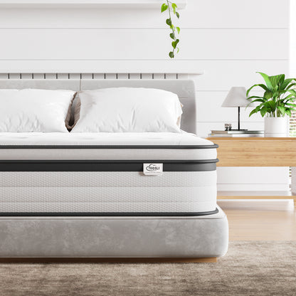 TeQsli Single Mattress 3FT, 10.6 Inch Gel Memory Foam Pocket Sprung Orthopedic Mattress Edge Support & Motion Isolation Spring Hybrid Single Mattress - Medium Firm Feel 90x190x27 cm