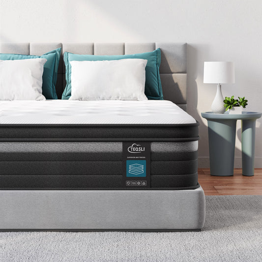 TeQsli Gel Individually Pocket Sprung Small Double Mattress 4FT with Soft Fabric, 9 Inch Hybrid Mattress Small Double for Pressure & Back Pain Relief, Medium Firm Mattress in a Box-120x190x22cm