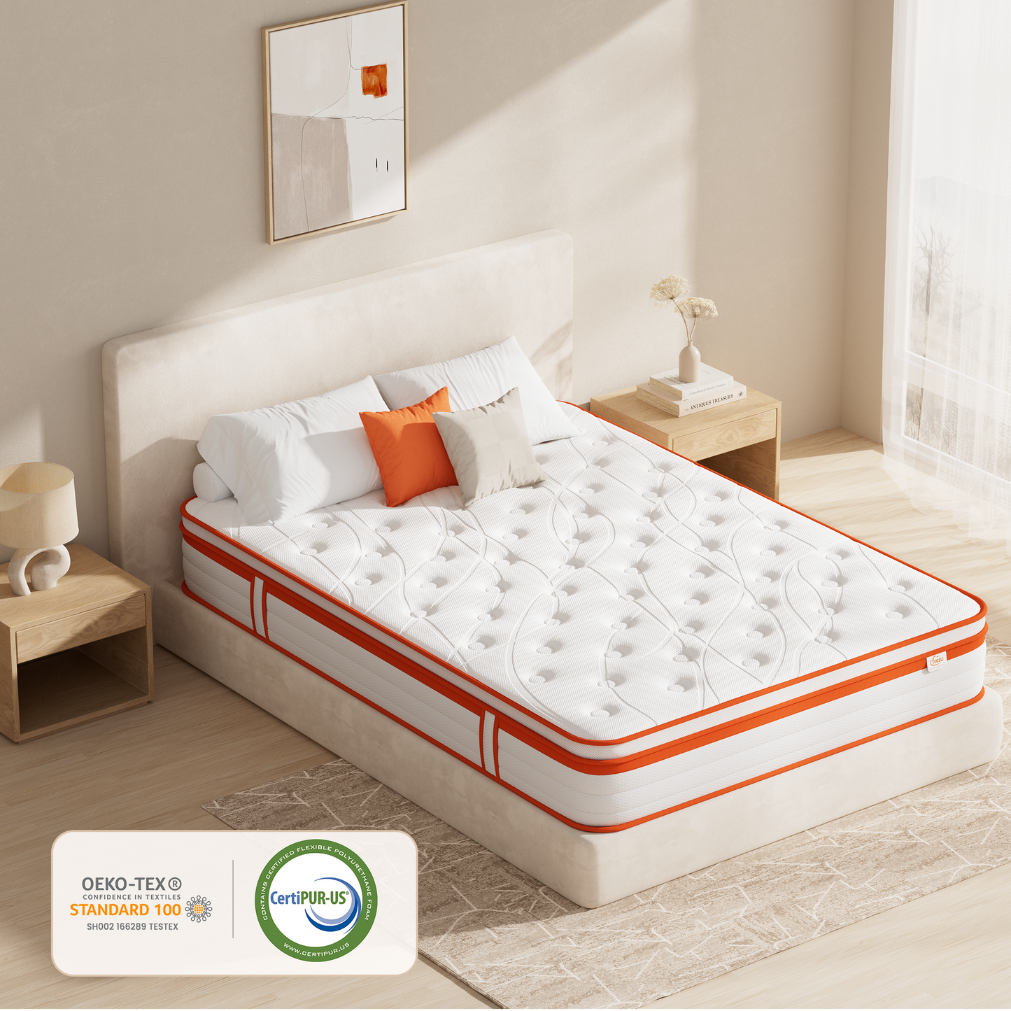 TeQsli 9-Zonen Matratze 140x200 cm H3 mittelfest 25cm Höhe, Ergonomische Taschenfederkernmatratze mit Gel Memory Schaum, Rücken- & Druckentlastung, Atmungsaktiver Bezug Öko-Tex & CertiPUR zertifiziert