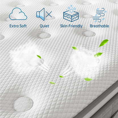 TeQsli 10 Inch 7-Zone Orthopaedic Super King Mattress, 6FT Gel Memory Foam & Pocket Sprung Hybrid Super King Size Mattress for Pressure & Back Pain Relief – Medium Firm – Edge Support – 180x200x25cm