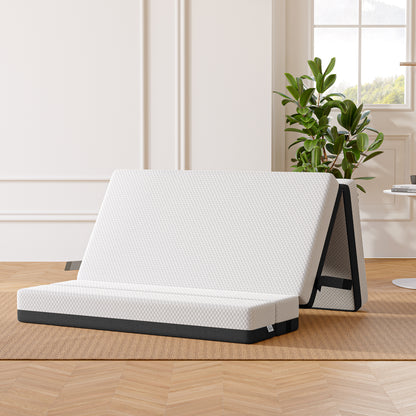 TeQsli Gel Klappmatratze 15 cm Höhe, Gästematratze, 4-teilige Faltmatratze & 3-in-1 Schlafsofa mit waschbarem und abnehmbarem Bezug, Öko-Tex & CertiPUR Zertifiziert (75x200x15cm)