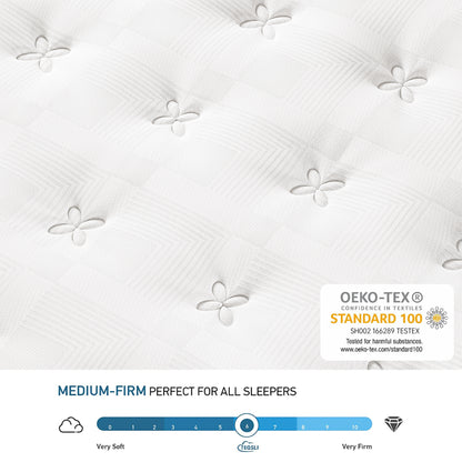 TeQsli 5FT King Mattress 10 Inch Gel Memory Foam Pocket Spring Hybrid Mattress, Medium Firm Orthopedic King Mattresses Back Pain Relief - Edge Support & OEKO-TEX Certified 150x200x25cm