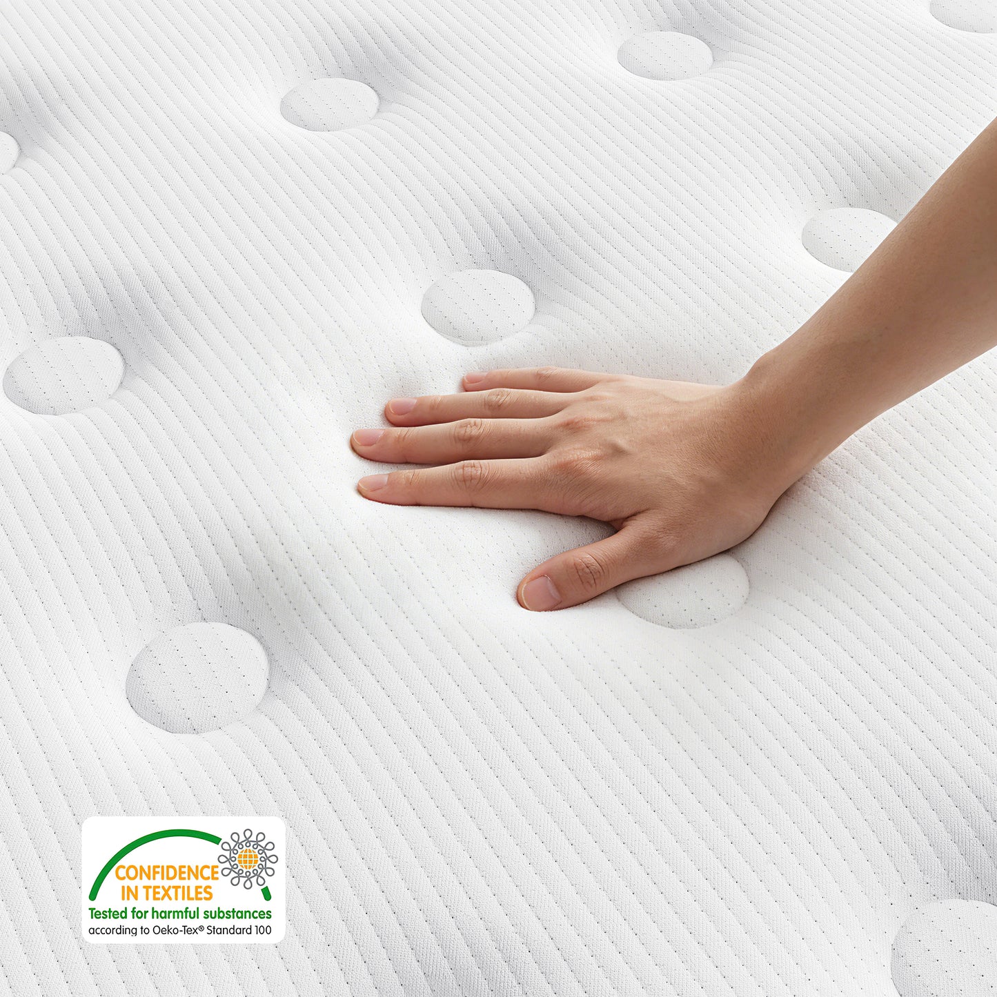 TeQsli Gel Individually Pocket Sprung King Mattress 5FT with Soft Fabric, 9 Inch Hybrid Mattress King for Pressure & Back Pain Relief, Medium Firm Mattresses in a Box-150x200x22cm