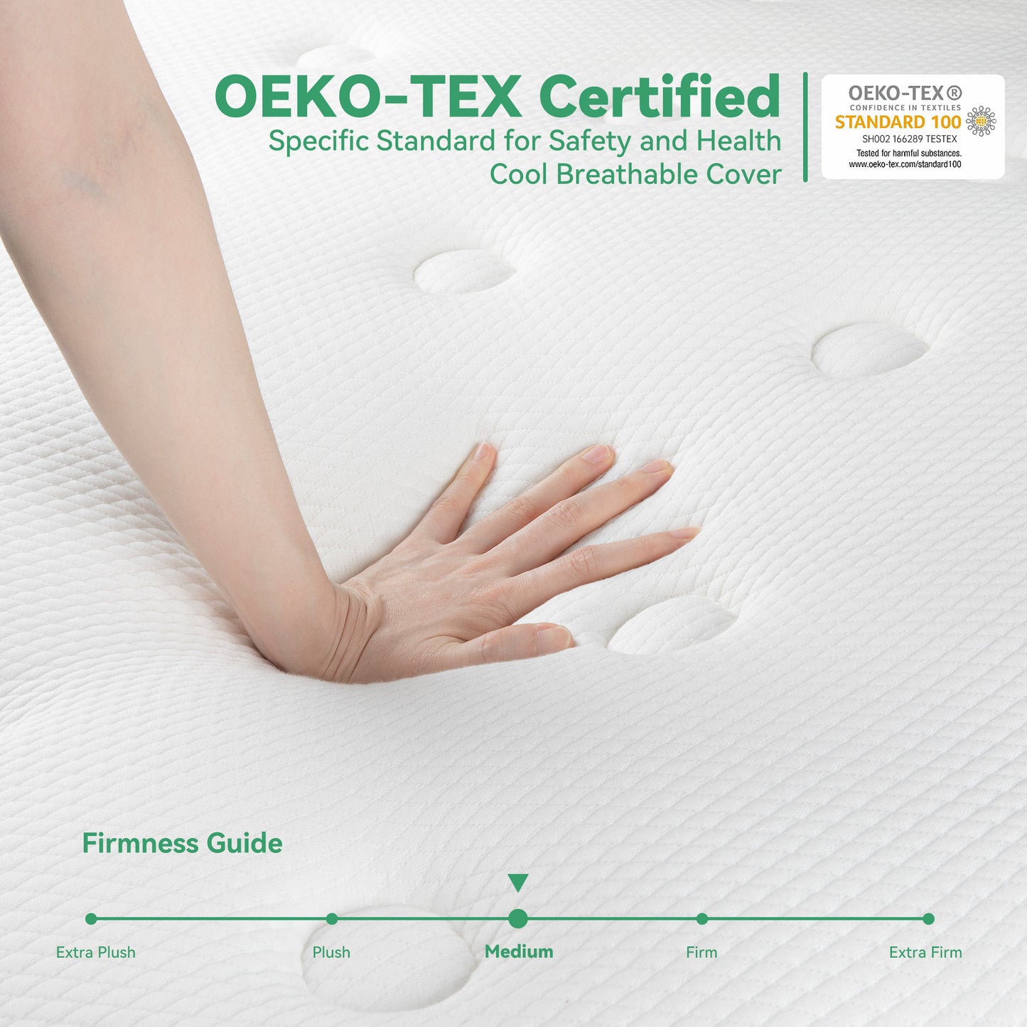 TeQsli 5FT King Mattress, 10Inch Gel Memory Foam Pocket Sprung Hybrid Mattress Orthopaedic for Pressure Relief - Medium Firm Mattress-in-Box 150x200x25cm