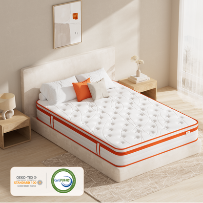 TeQsli 9-Zonen Matratze 90x200 cm H3 mittelfest 25cm Höhe, Ergonomische Taschenfederkernmatratze mit Gel Memory Schaum, Rücken- & Druckentlastung, Atmungsaktiver Bezug, Öko-Tex & CertiPUR zertifiziert