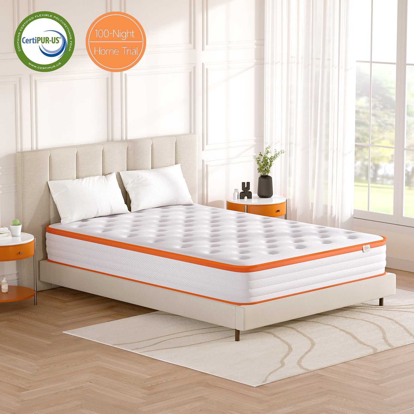 TeQsli King Mattress, 18cm Breathable Pocket Sprung Hybrid King Mattress Cool Touch Oeko Fabric - Medium Firm - Motion Isolation 150x200x18 cm
