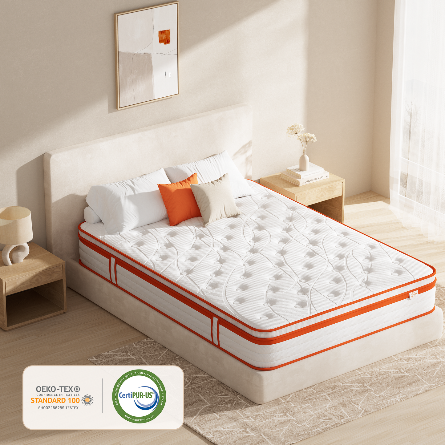 TeQsli 9-Zonen Matratze 90x200 cm H3 mittelfest 25cm Höhe, Ergonomische Taschenfederkernmatratze mit Gel Memory Schaum, Rücken- & Druckentlastung, Atmungsaktiver Bezug, Öko-Tex & CertiPUR zertifiziert
