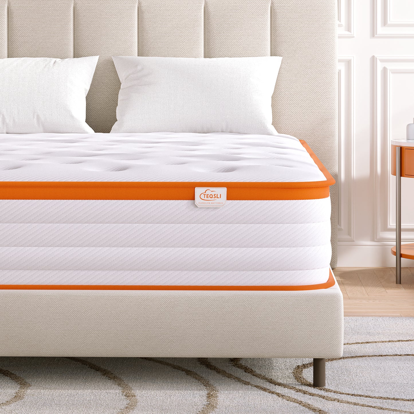 TeQsli King Mattress, 18cm Breathable Pocket Sprung Hybrid King Mattress Cool Touch Oeko Fabric - Medium Firm - Motion Isolation 150x200x18 cm