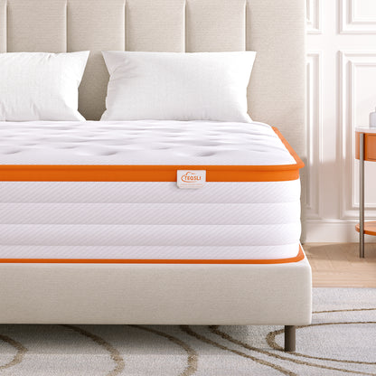 TeQsli King Mattress, 18cm Breathable Pocket Sprung Hybrid King Mattress Cool Touch Oeko Fabric - Medium Firm - Motion Isolation 150x200x18 cm