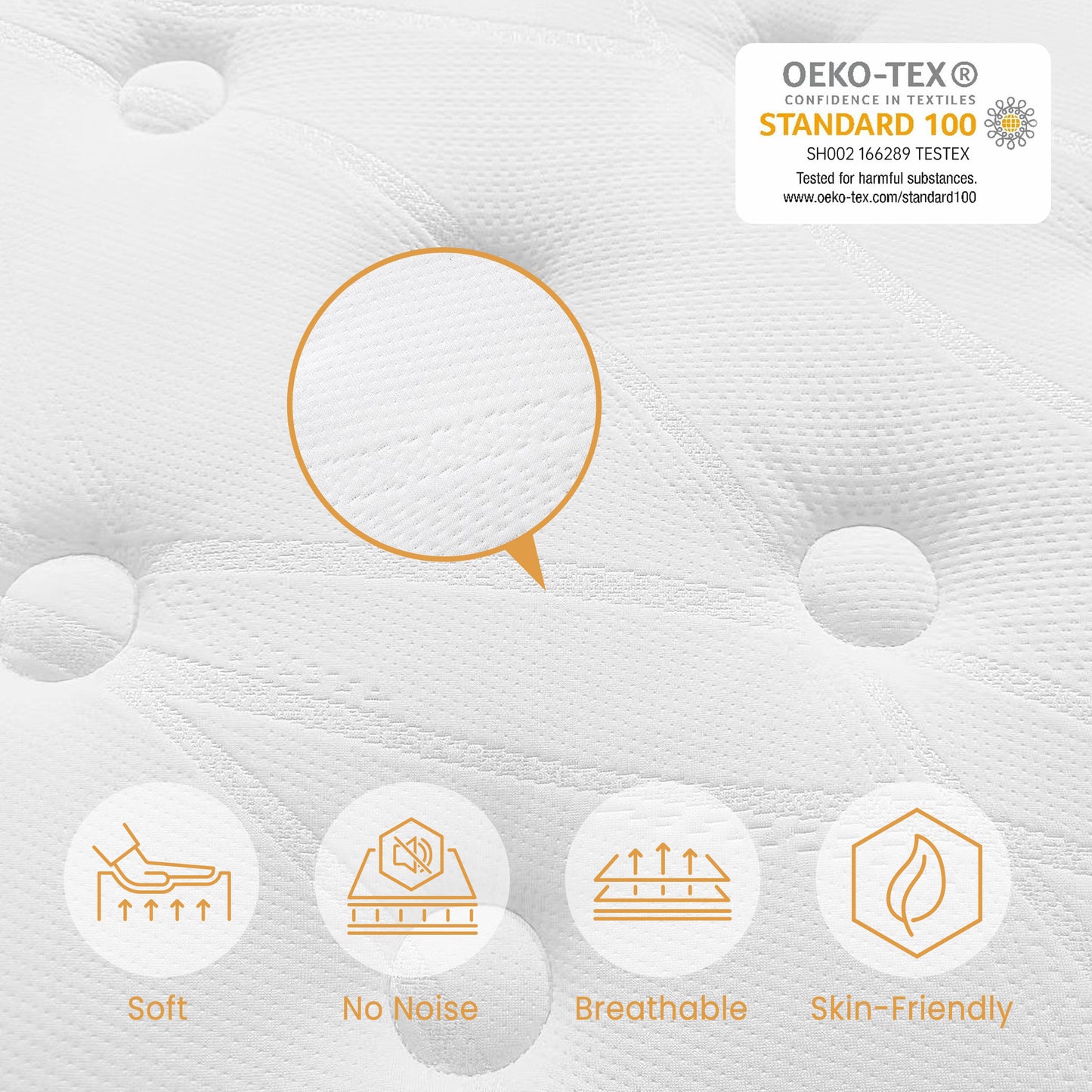 TeQsli Single Mattress 3FT, 10.6 Inch Gel Memory Foam Pocket Sprung Orthopedic Mattress Edge Support & Motion Isolation Spring Hybrid Single Mattress - Medium Firm Feel 90x190x27 cm