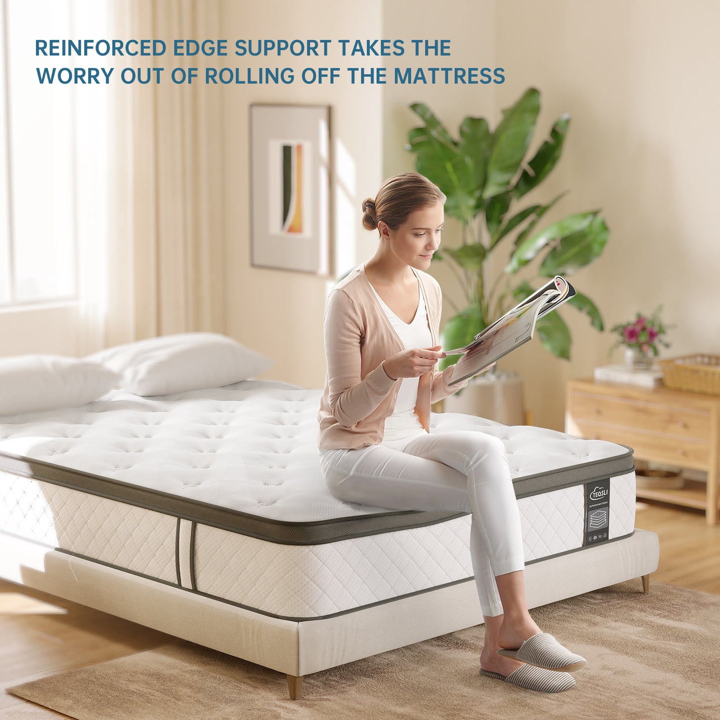 TeQsli 5FT King Mattress 10 Inch Gel Memory Foam Pocket Spring Hybrid Mattress, Medium Firm Orthopedic King Mattresses Back Pain Relief - Edge Support & OEKO-TEX Certified 150x200x25cm