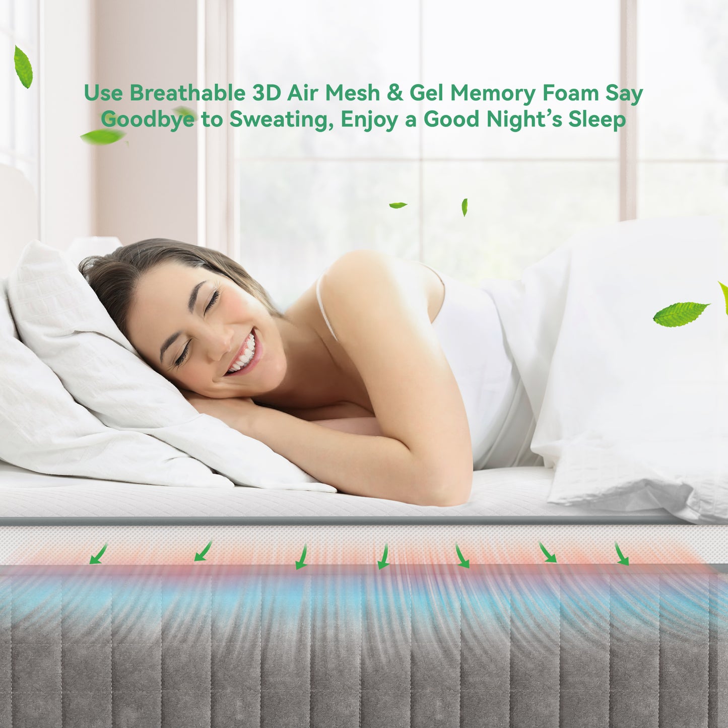 TeQsli 4FT6 Double Mattress, 10Inch Gel Memory Foam Pocket Sprung Hybrid Mattress Orthopaedic for Pressure Relief - Medium Firm Mattress-in-Box 135x190x25cm