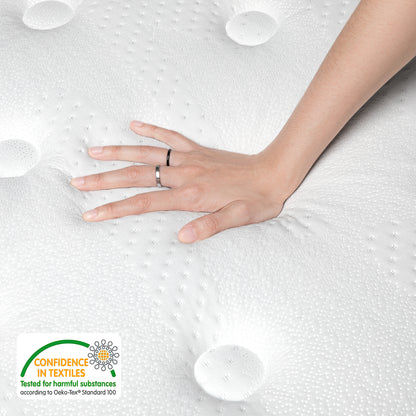 TeQsli Double Mattress, 10.6 Inch Cool Memory Foam Individually Pocket Sprung Mattress for Pressure & Back Pain Relief, 9-Zone Targeted Support Hybrid Mattress in a Box-135x190x27cm