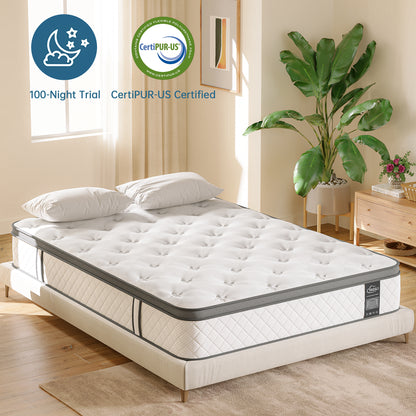TeQsli 5FT King Mattress 10 Inch Gel Memory Foam Pocket Spring Hybrid Mattress, Medium Firm Orthopedic King Mattresses Back Pain Relief - Edge Support & OEKO-TEX Certified 150x200x25cm