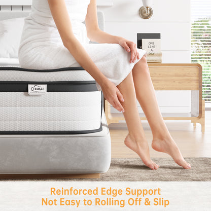 TeQsli Small Double Mattress 4FT, 10.6 Inch Gel Memory Foam Pocket Sprung Orthopedic Mattress Edge Support & Motion Isolation Spring Hybrid Small Double Mattresses Medium Firm Feel 120x190x27cm
