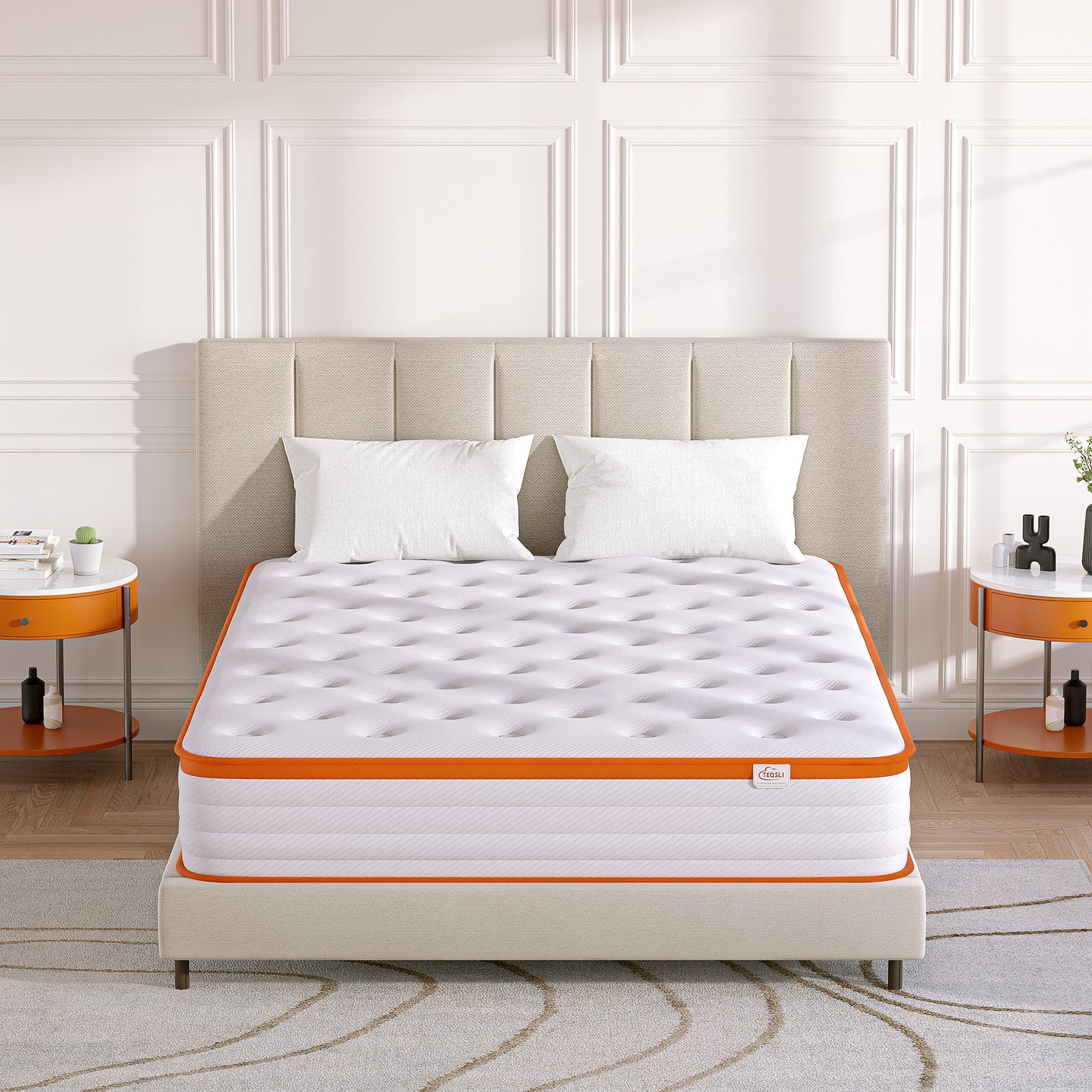 TeQsli King Mattress, 18cm Breathable Pocket Sprung Hybrid King Mattress Cool Touch Oeko Fabric - Medium Firm - Motion Isolation 150x200x18 cm