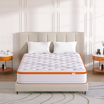 TeQsli King Mattress, 18cm Breathable Pocket Sprung Hybrid King Mattress Cool Touch Oeko Fabric - Medium Firm - Motion Isolation 150x200x18 cm