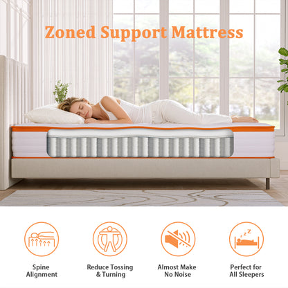 TeQsli Small Single Mattress, 18cm Breathable Pocket Sprung Hybrid Small Single Mattress Cool Touch Oeko Fabric - Medium Firm - Motion Isolation 75x190x18 cm