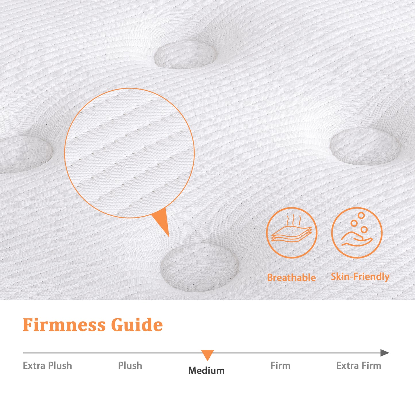 TeQsli Small Single Mattress, 18cm Breathable Pocket Sprung Hybrid Small Single Mattress Cool Touch Oeko Fabric - Medium Firm - Motion Isolation 75x190x18 cm