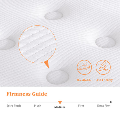 TeQsli Small Single Mattress, 18cm Breathable Pocket Sprung Hybrid Small Single Mattress Cool Touch Oeko Fabric - Medium Firm - Motion Isolation 75x190x18 cm